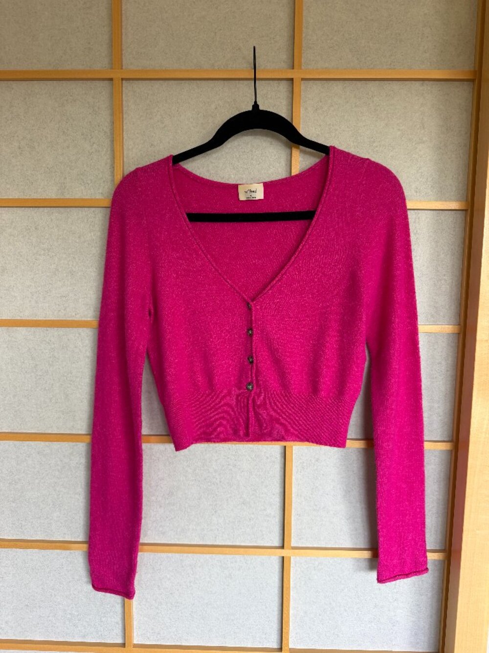 Wilfred Fuchsia Cropped Cardigan Sweater - Small